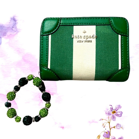 Kate Spade Traveler Small Zip Card Case, Green Multi - Picture 1 of 6